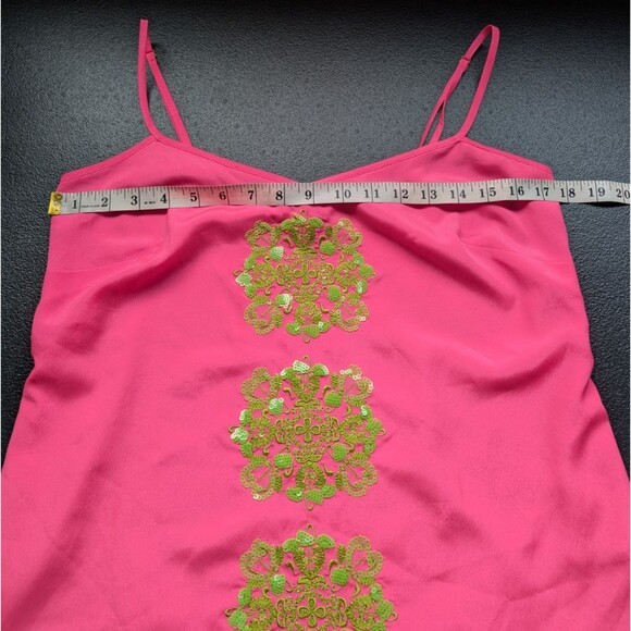 Lilly Pulitzer Tank Top Pink Sequins Lined Adjustable Spaghetti Strap Small - Picture 5 of 12